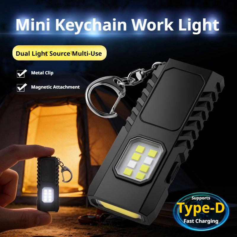 Keychain Flashlight - Mini Edc Keychain Flashlight USB Rechargeable