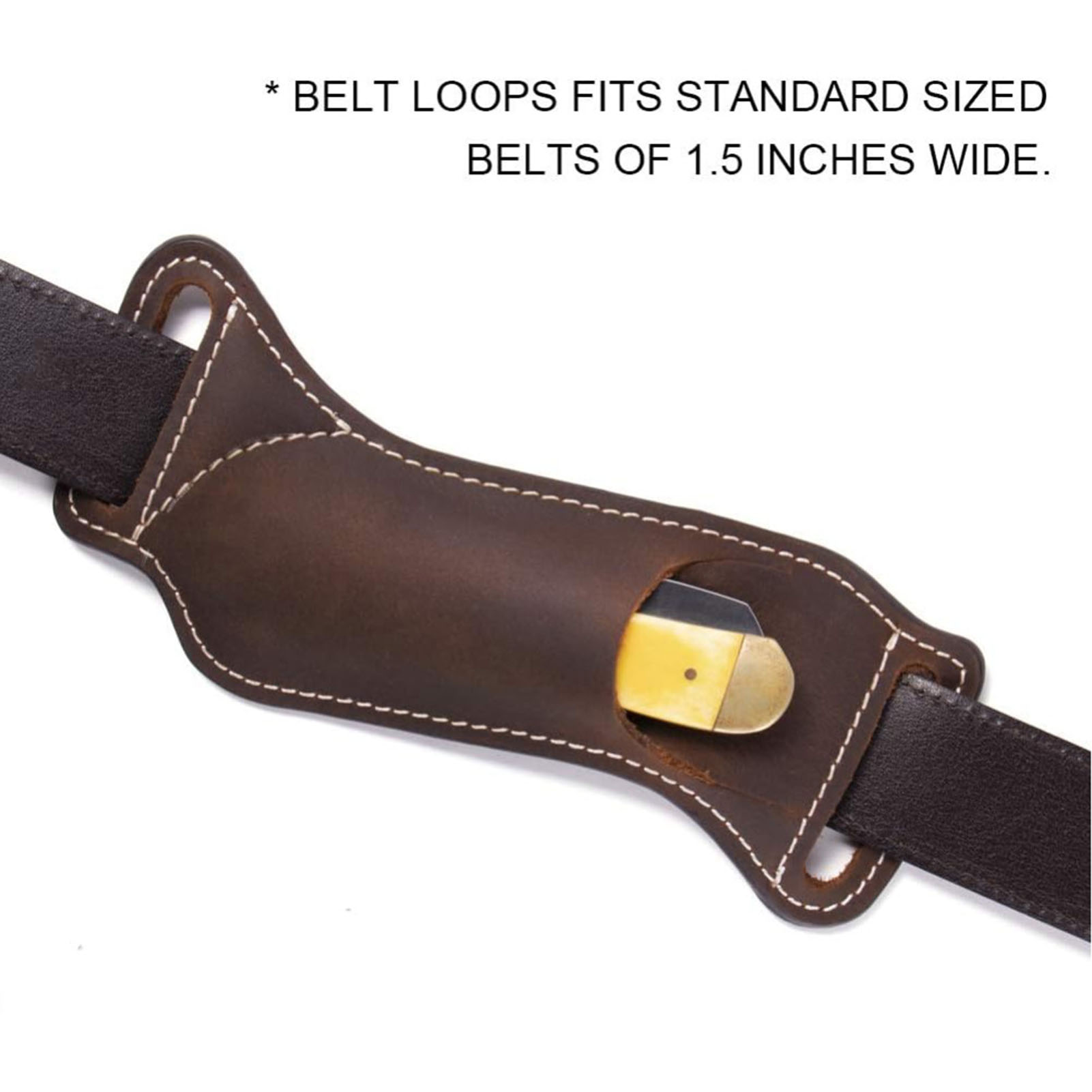 Brown Leather Knife Waist Bag  - đánh giá và giá Edc Carry Belt Leather
